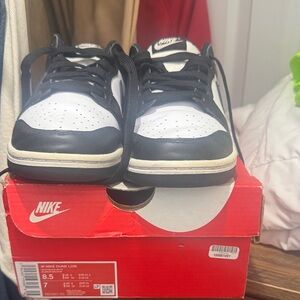 Nike Men's Black and White Dunk Low Sneakers